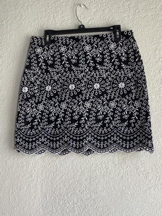 LOFT Dresses & Skirts - LOFT  Black Mini Skirt with White Eyelet Embroidery